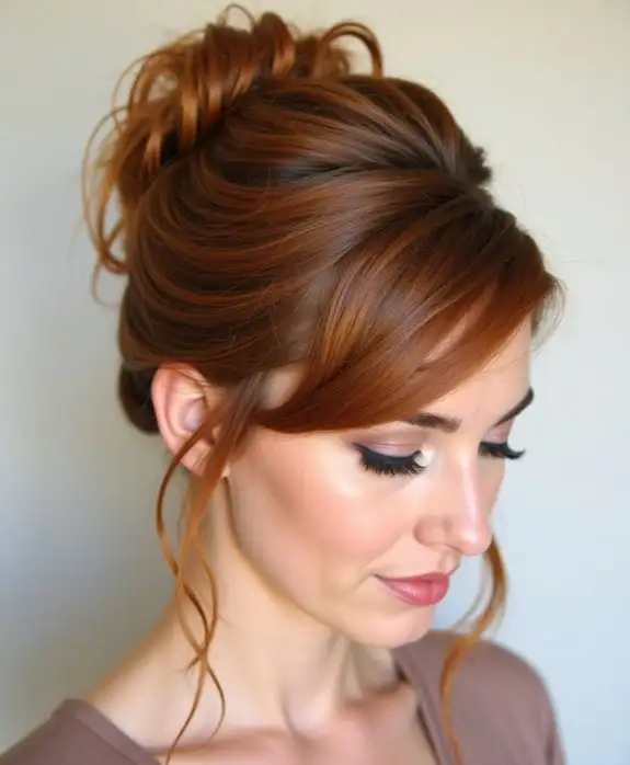 Stunning prom hairstyle featuring a textured top knot for a chic look Elegant textured top knot prom updo with volume and intricate braids