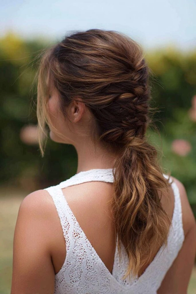 Windproof outdoor prom hairstyle for breezy evening events