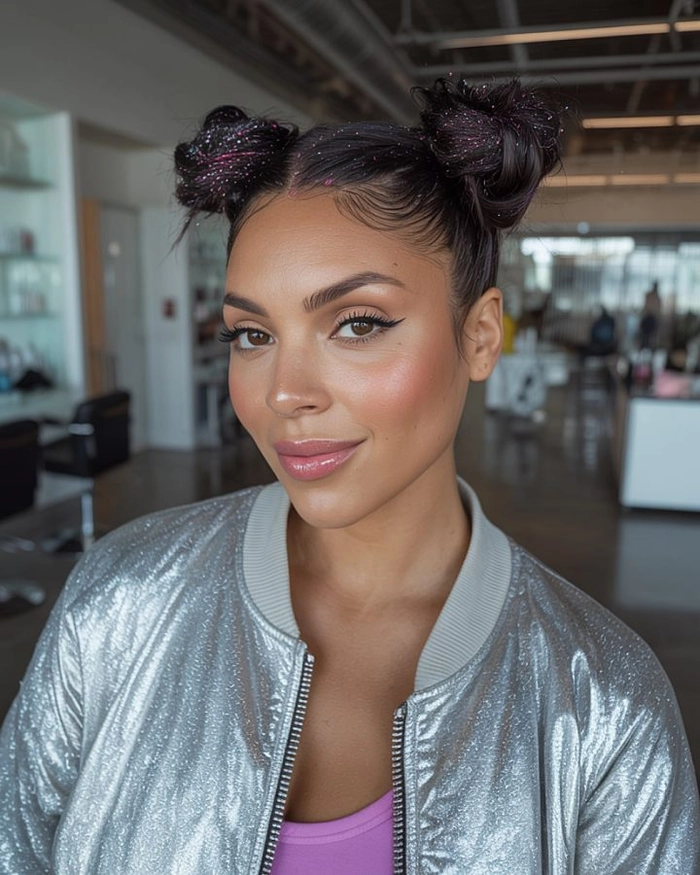 y2k inspired space bun prom hairstyles image