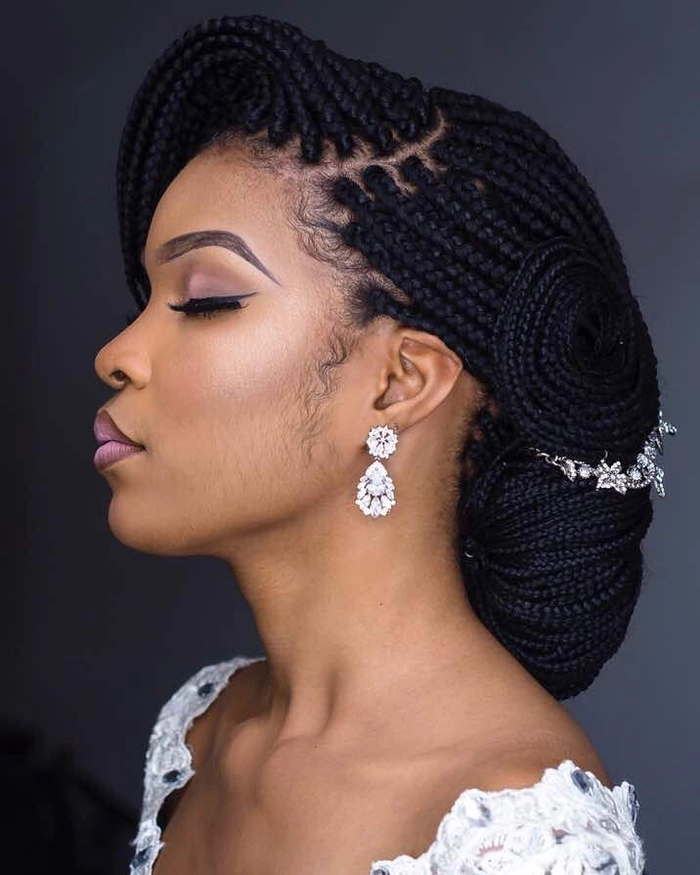 Elegant African bridal hair braided styles with intricate patterns