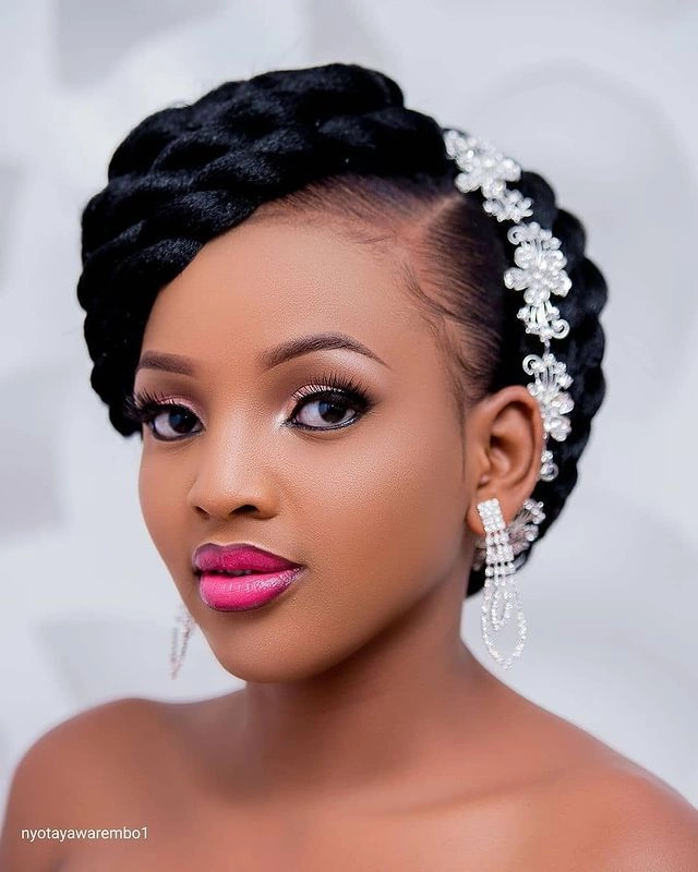 Elegant African bridal hair braided styles showcasing intricate patterns and beautiful adornments