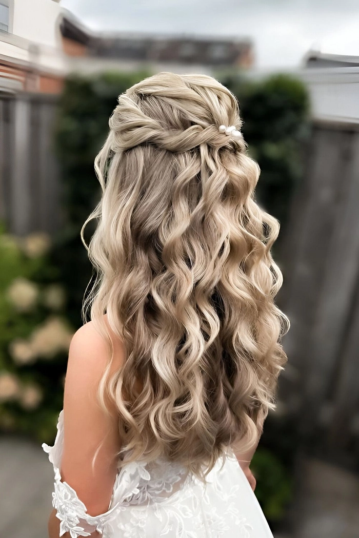 Elegant and effortless relaxed beachy waves bridal hair for a stunning bridal look Bridal hairstyle featuring soft, relaxed beachy waves perfect for a wedding day