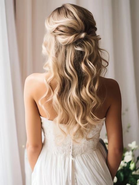 Relaxed beachy waves bridal hair style for a romantic wedding hairstyle inspiration Bridal hairstyle featuring relaxed beachy waves perfect for a wedding day look