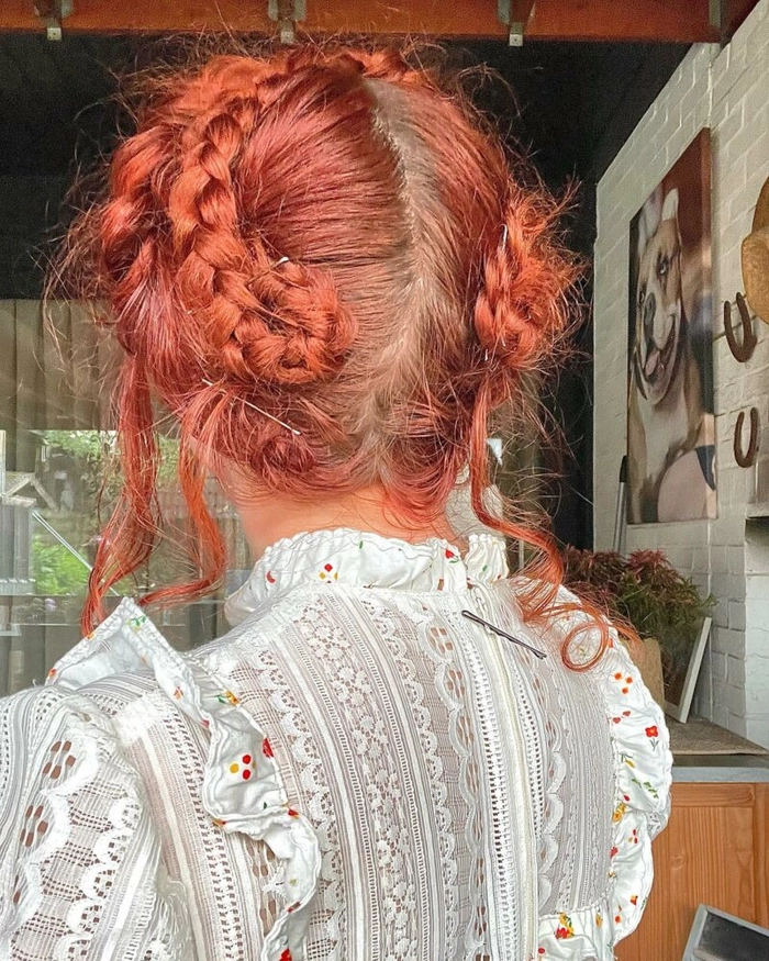 Bridal milkmaid braids wedding hairstyle inspiration image 11 Elegant bridal milkmaid braids hairstyle for a wedding day look