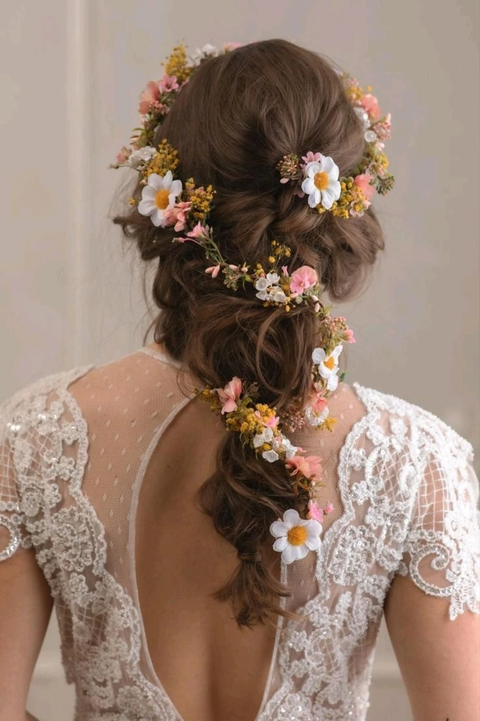 Charming Wedding Hairstyles Perfect for a Floral Crown Look
