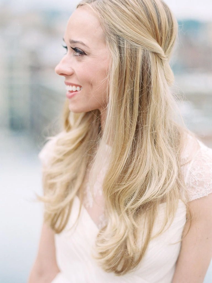 Elegant Long Straight Sleek Bridal Hair Ideas for Your