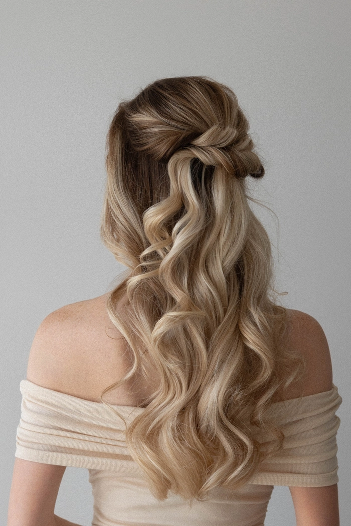 Simple bridal hair styled for a courthouse wedding ceremony Courthouse wedding bride with simple elegant hairstyle