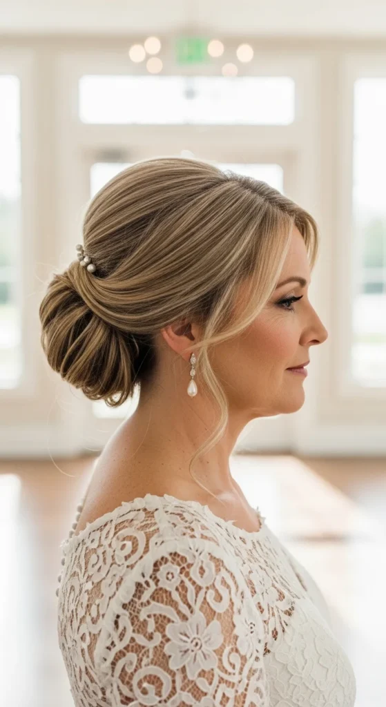 Chic and romantic elopement bridal hair styles for your special day Elegant elopement bridal hair styles featuring soft waves and delicate floral accents
