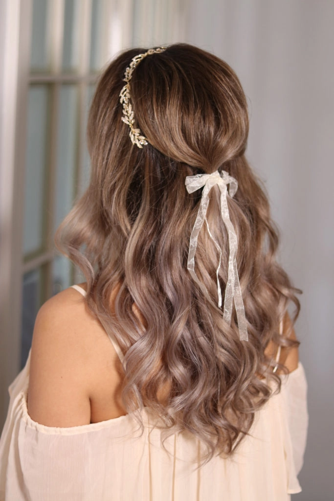 Elegant bridal hairstyle showcasing top wedding hair color trends for brides
