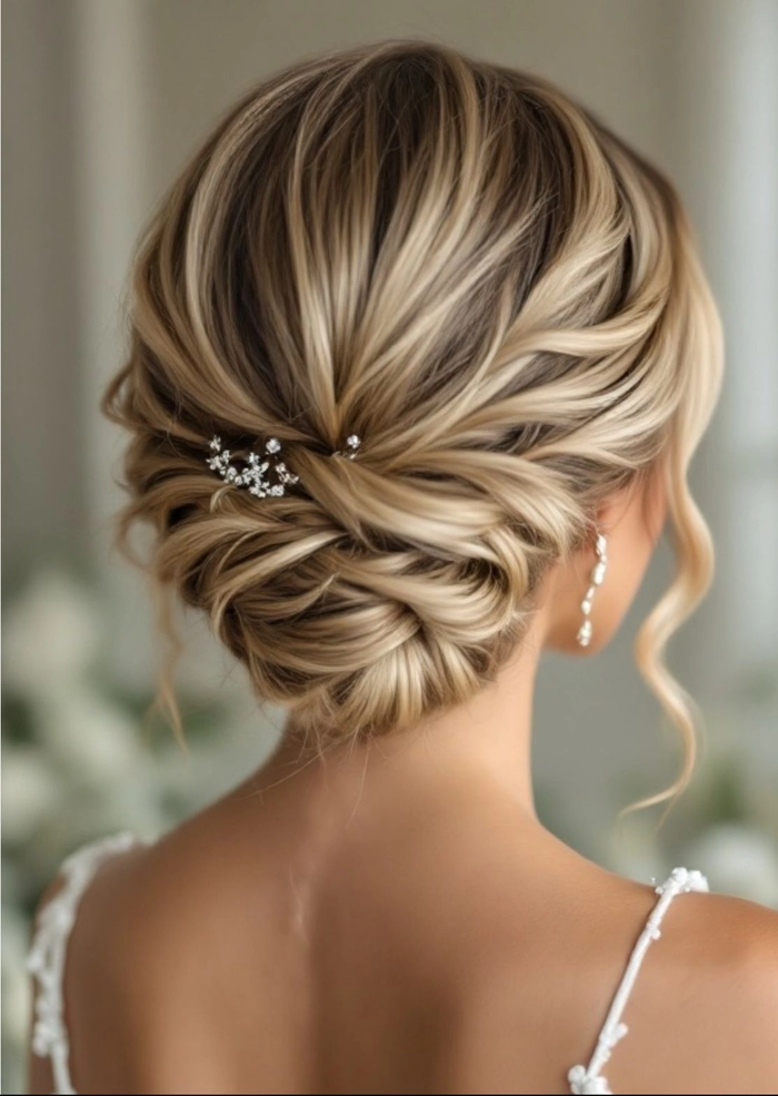Beautiful wedding hairstyle idea for brides with fine thin hair Elegant fine thin hair bridal updo with delicate curls and soft volume