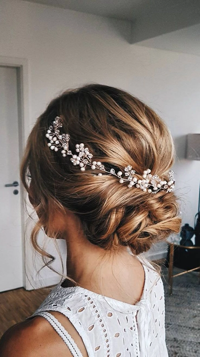 Elegant evening reception wedding hairstyle transformation for a bride
