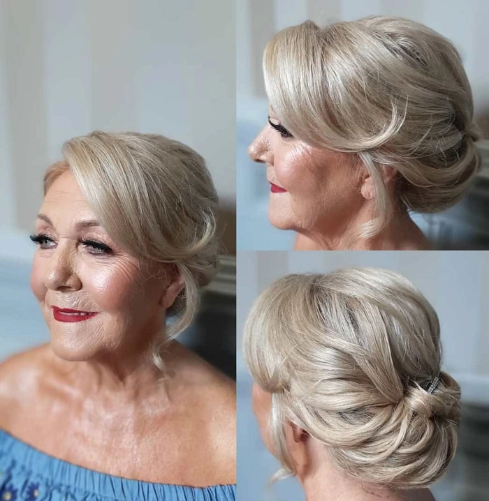 Elegant mother of the bride hairstyle showcasing volume for thin hair