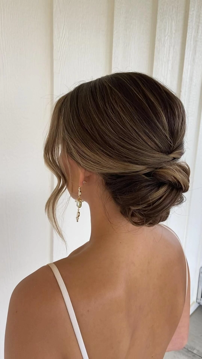 Wedding hairstyles inspiration featuring a classic hair knot updo design Elegant wedding hair knot updo with intricate twists and soft curls