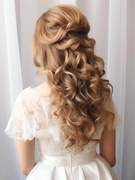 Beautiful side swept curls hairstyle perfect for weddings and special occasions Elegant wedding hair with side swept curls for a timeless bridal look