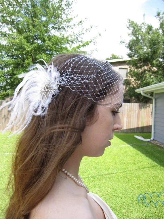 Elegant wedding hairstyle featuring a birdcage veil for a classic bridal look