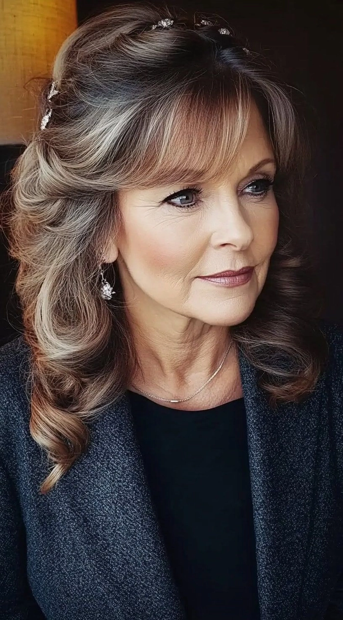 Timeless wedding hairstyle ideas for mature brides perfect for their special day Elegant updo showcasing wedding hairstyles for older brides with soft curls