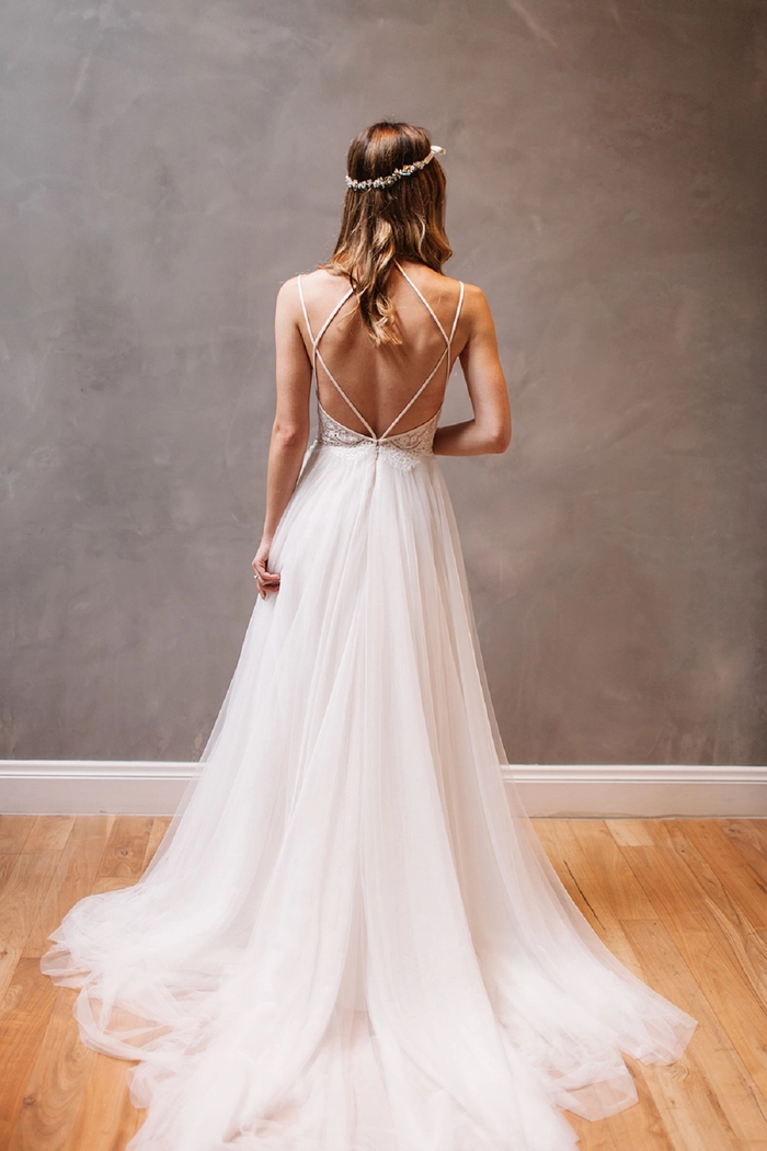 Wedding hair for backless dress inspiration with romantic waves and delicate accessories Elegant wedding hairstyle showcasing soft curls perfectly suited for a backless dress