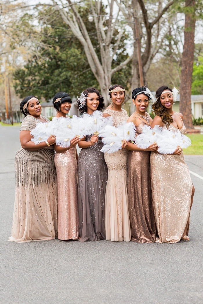 Elegant great gatsby themed wedding hair with vintage waves and hair accessories
