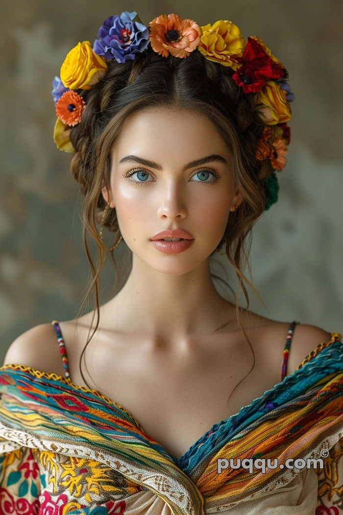 Elegant Mexican bridal braided hair styled with floral adornments