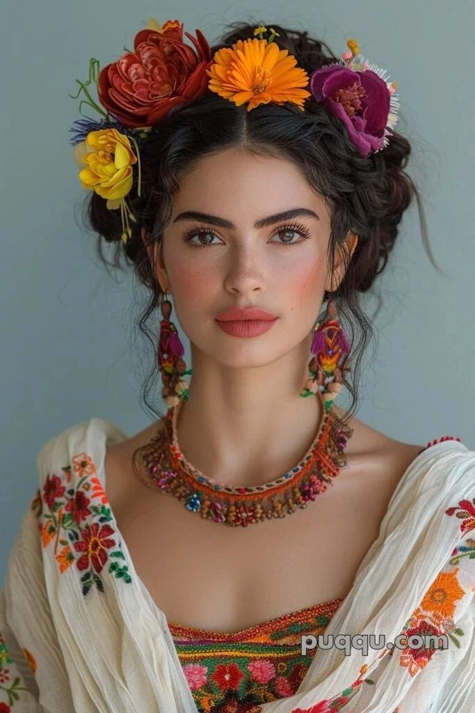 Elegant Mexican bridal braided hair styled with floral accents for a wedding
