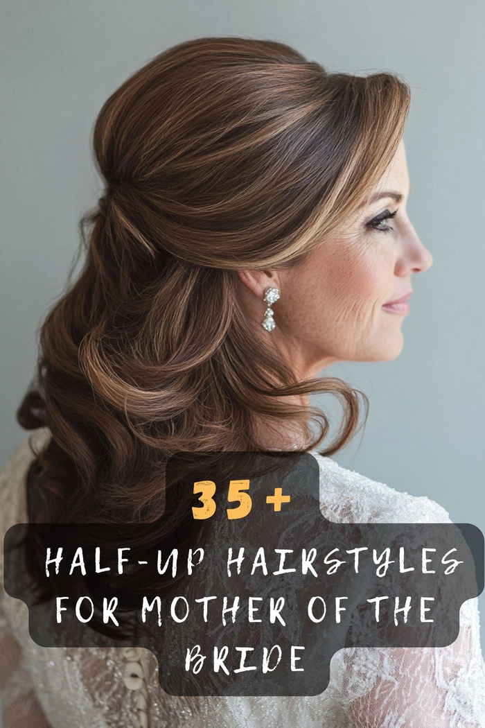 Elegant mother of the bride hairstyle for thin hair with soft waves and volume