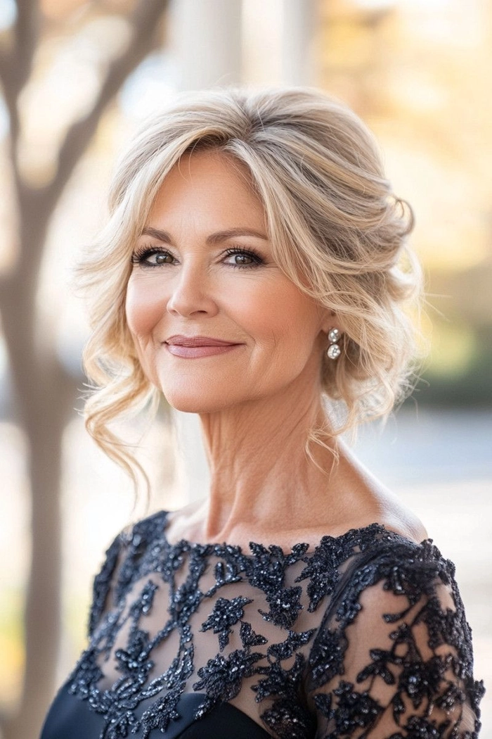 Modern wedding hairstyle inspiration for the mother of the groom, image 12 Elegant mother of the groom modern hairstyle with soft waves and subtle highlights