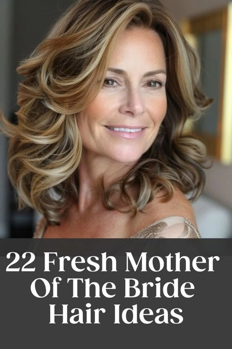 Elegant mother of the bride hairstyle for thin hair with soft waves and volume