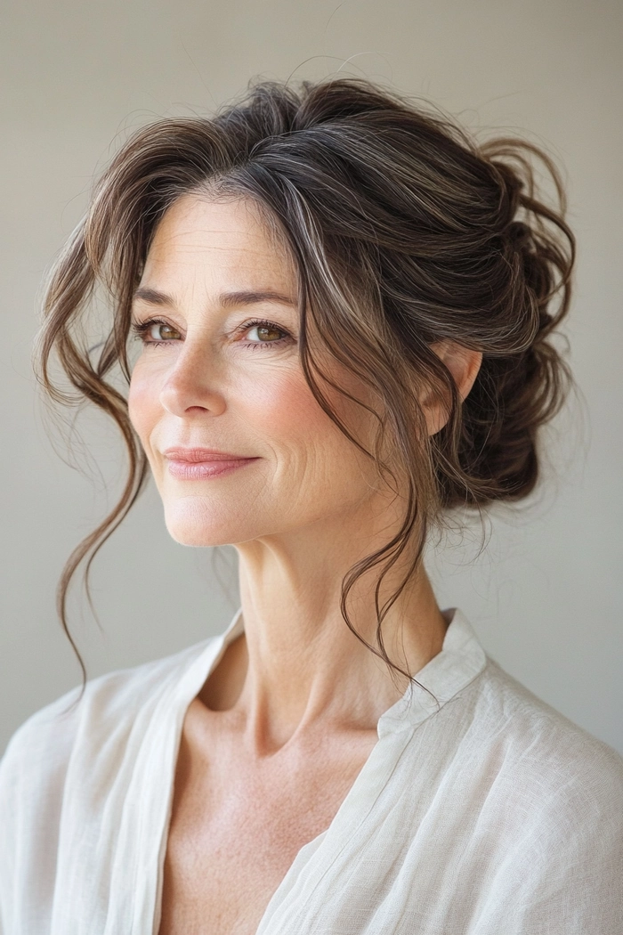 Chic modern wedding hairstyle for the mother of the groom, style 10 Elegant mother of the groom modern hairstyle with soft curls and volume