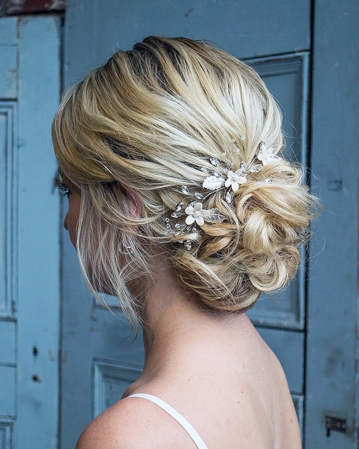 Elegant mother of the bride hairstyle designed for thin hair, featuring soft curls and volume
