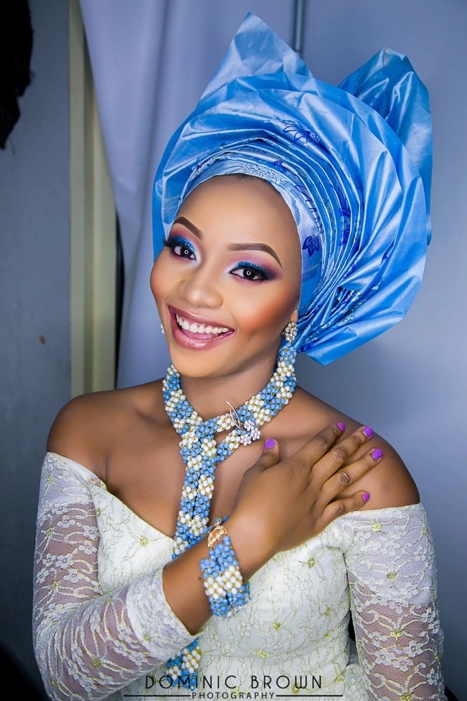 Elegant Nigerian bridal hair gele style showcasing intricate fabric folds