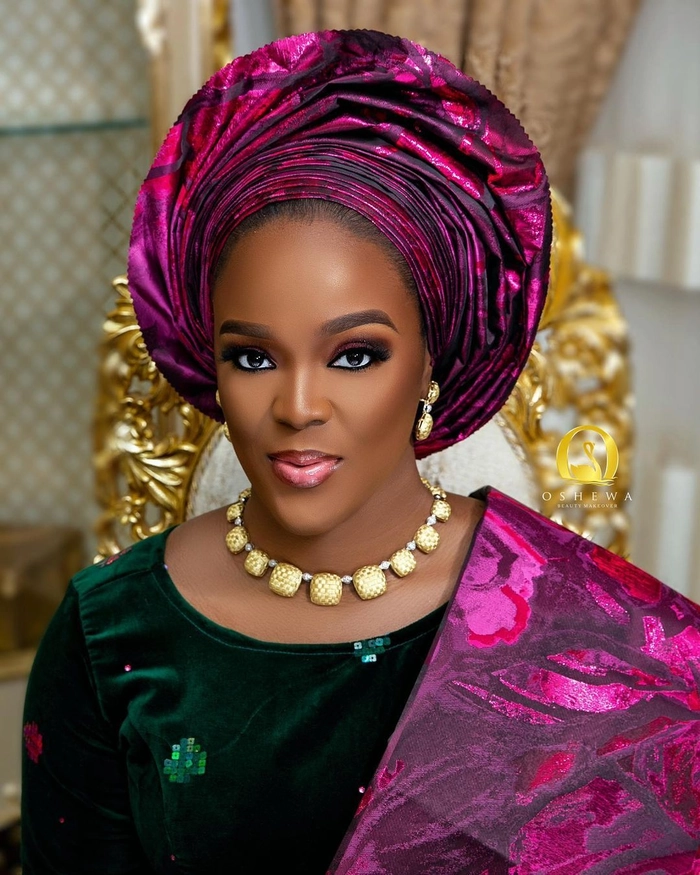 Elegant Nigerian bridal hair gele styles showcasing vibrant wrapped headpieces
