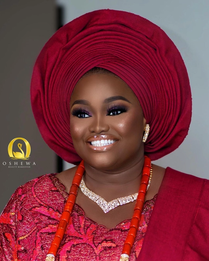 Elegant Nigerian bridal hair gele style showcasing intricate wrapping techniques