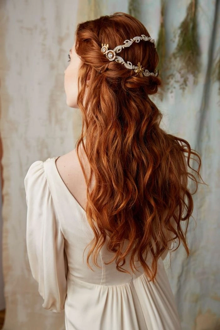 Romantic bridal hairstyle inspired by renaissance fair traditions for weddings Elegant renaissance fair wedding hair styled with braids and floral accessories