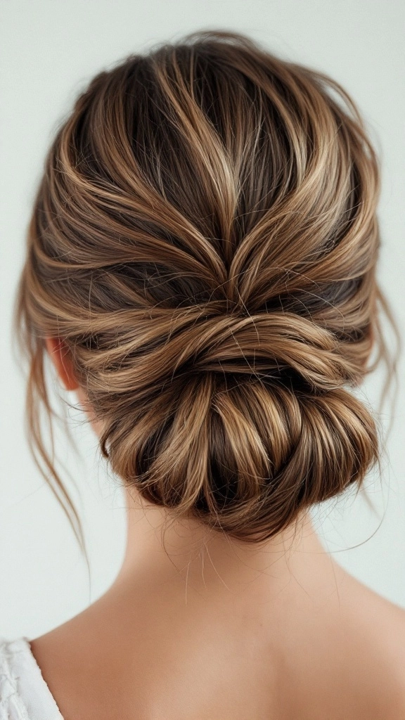Elegant bridal hairstyle featuring a relaxed chignon perfect for weddings Romantic loose chignon wedding hair with soft curls and delicate floral accents