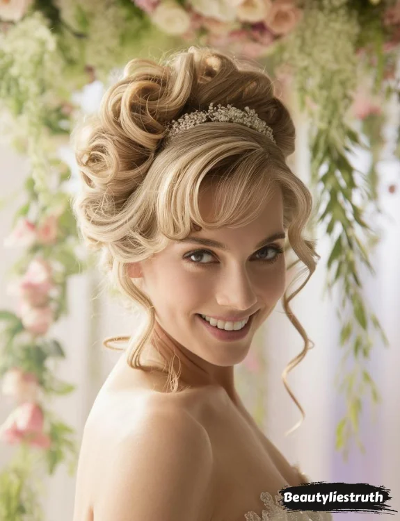 Elegant and timeless romantic loose chignon for bridal hairstyles at wedding events Romantic loose chignon wedding hair styled with soft curls and delicate floral accents