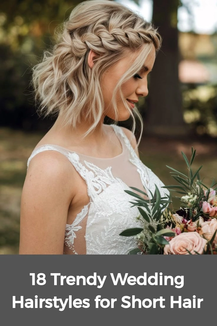 Elegant short wedding hairstyle enhanced with extensions for a special day Short wedding hair styled beautifully with extensions and delicate accessories