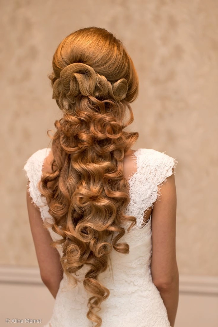 Bride with Victorian era inspired bridal hair styled elegantly for a wedding