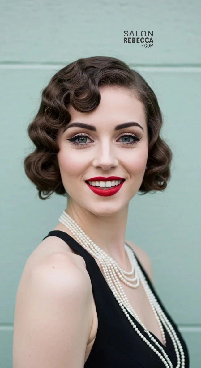 Elegant vintage 1920s finger waves hairstyle perfect for a wedding day look