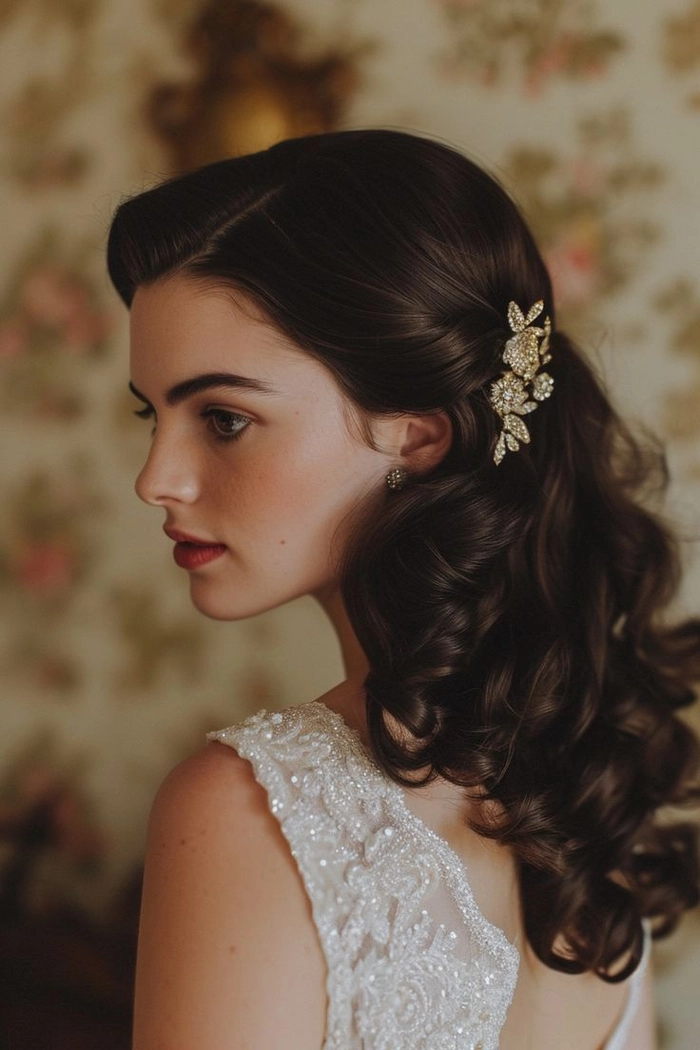 Classic s vintage wedding hair inspiration for timeless bridal looks Elegant vintage wedding hair styled with soft curls and delicate accessories