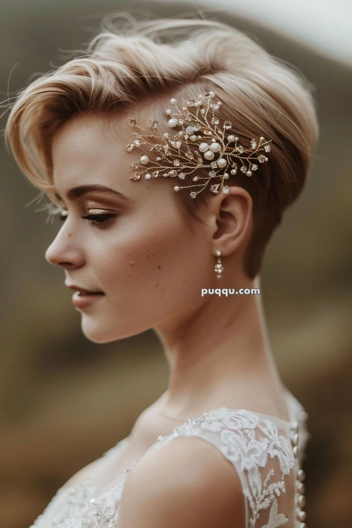 Elegant wedding hair styled for blonde balayage with soft curls