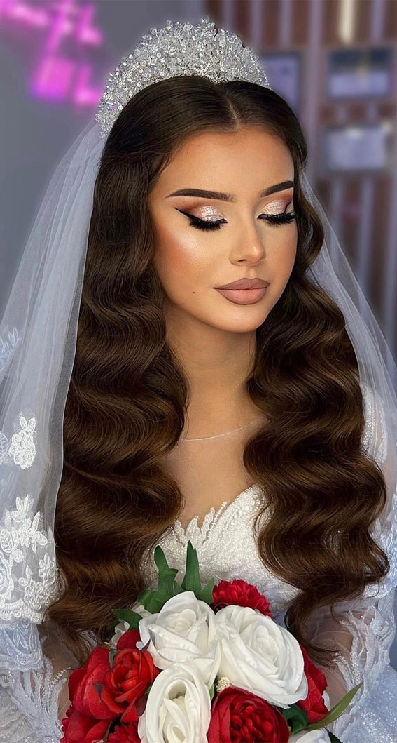 Wedding hairstyle featuring the latest hair color trends for brides on their big day