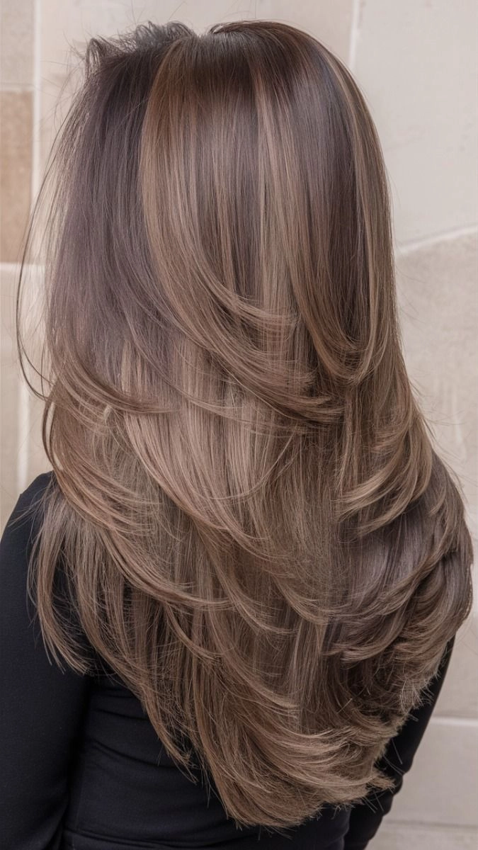 Senior corporate leader with a natural gray-to-brown hair color transition style