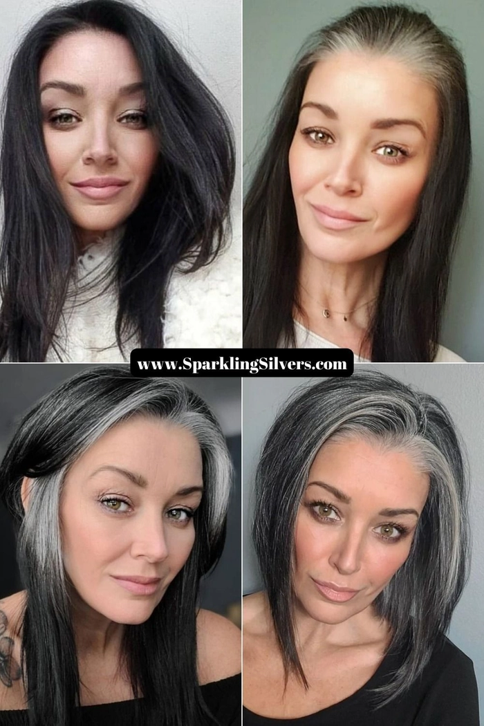 Corporate leader with subtle hair color transition from gray to natural brown, maintaining professional appearance