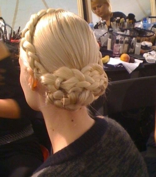 Braided halo hairstyle variation for conservative office work