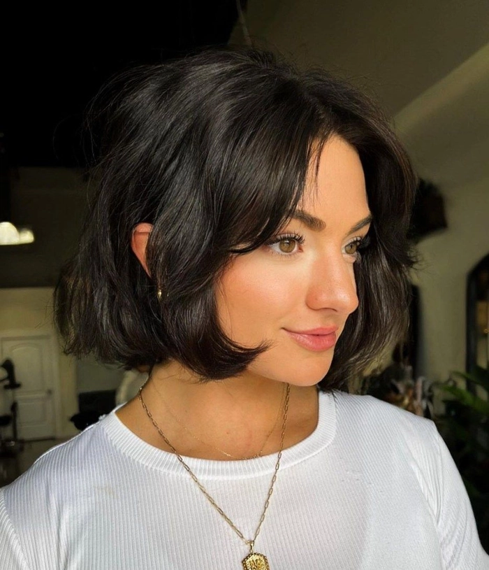 Short Bob Business Casual Hairstyle for Work Business casual short bob hairstyle with soft waves for a polished office look