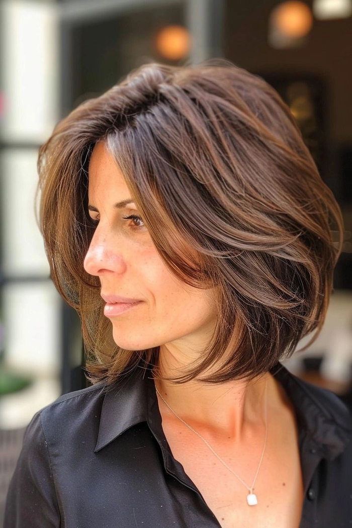 Short bob hairstyle idea blending business casual elegance for the office Business casual short bob with soft waves for a polished work look