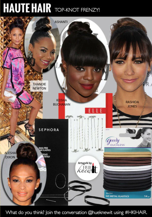 Photo of chic top knot variations in a business casual environment