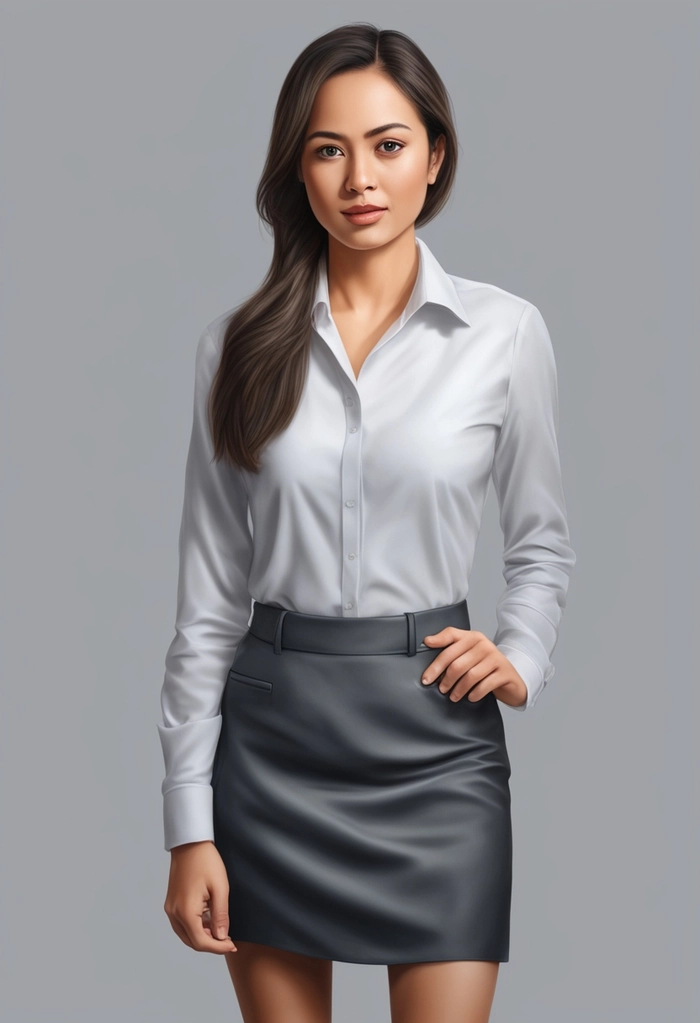 Conservative bun hairstyle for banking sector employees A professional female banker with a neat, low bun and minimal accessories, adhering to conservative workplace hair standards
