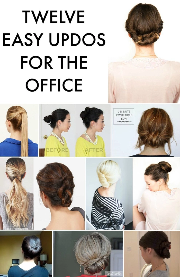 Professional medium-length updos for corporate boardroom meetings