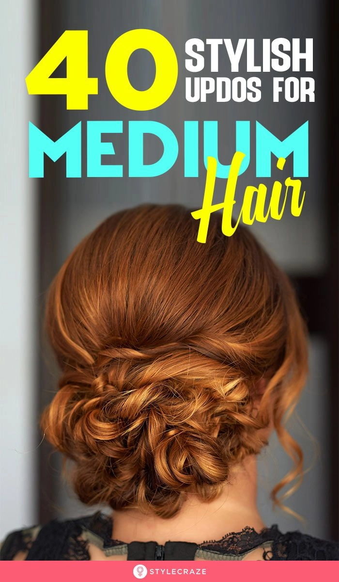 Professional medium-length hair styled in a sophisticated boardroom updo